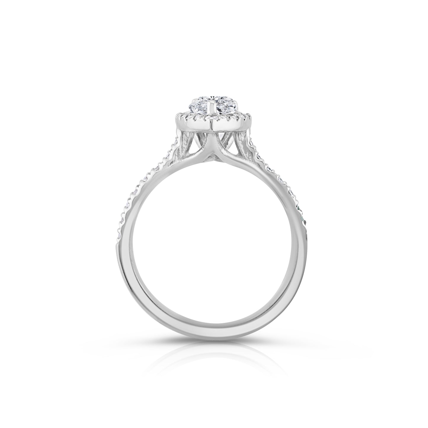 14K White Gold Halo Pear Cut Diamond Engagement Ring 1 1/3 Ct