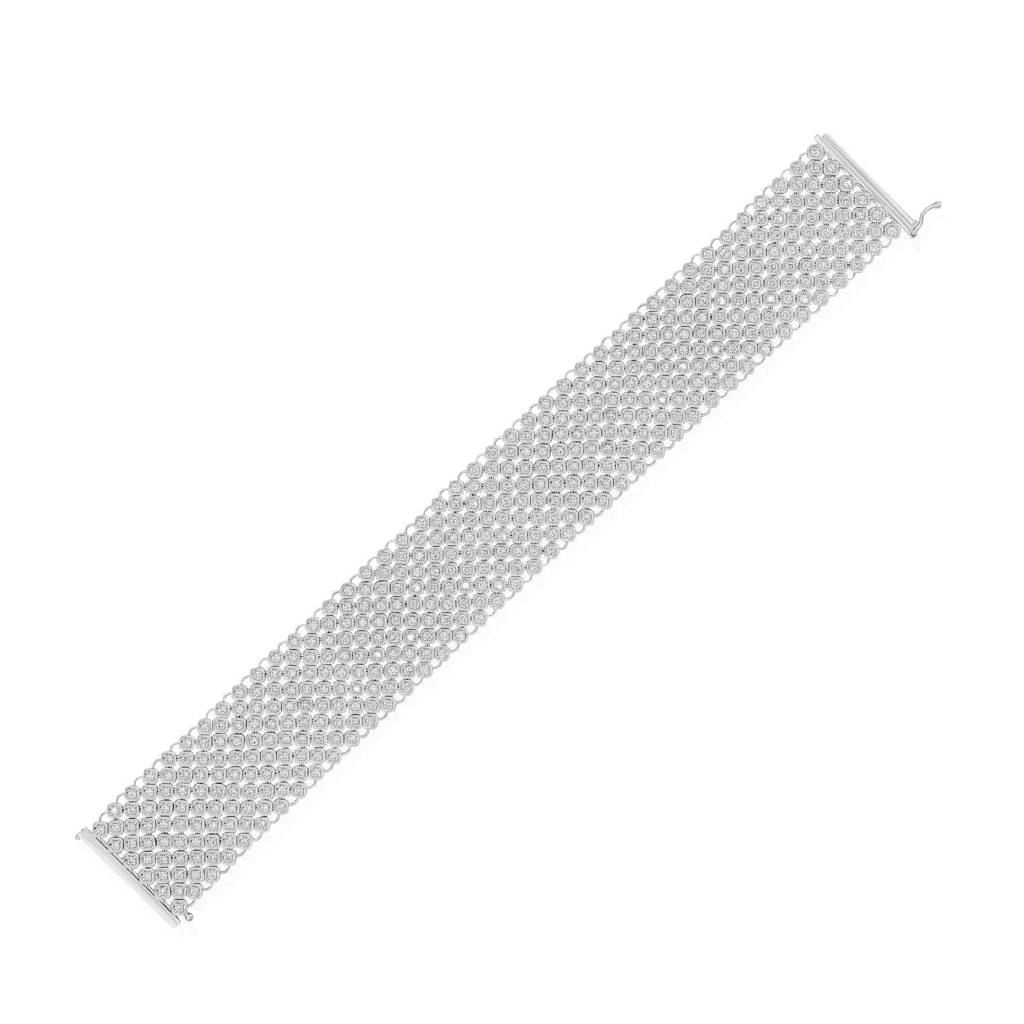 14K White Gold Diamond Mesh Design Bracelet 7 ¼ Ct