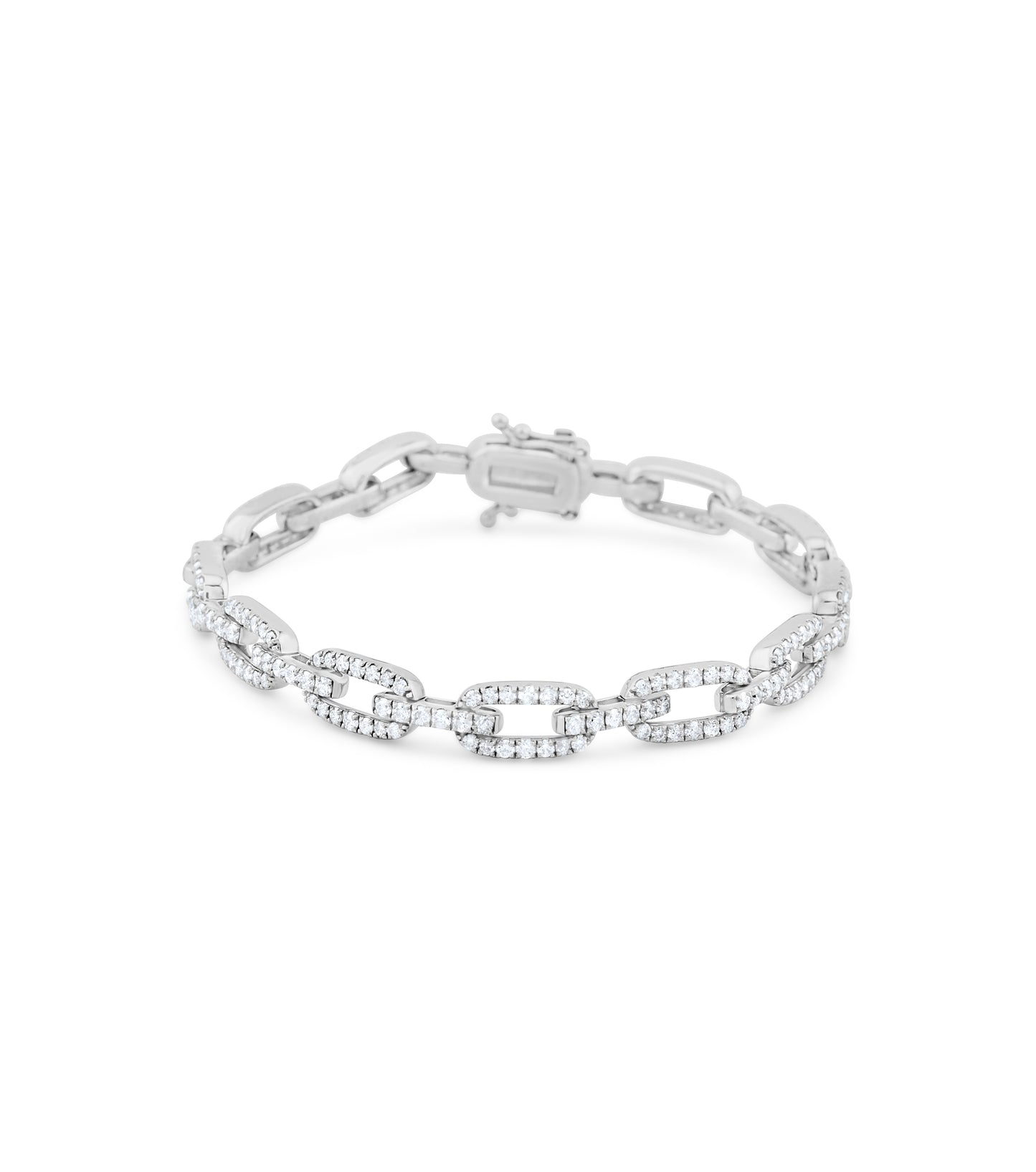 14K White Gold Diamond Interlinked Bracelet 3.53 Ct