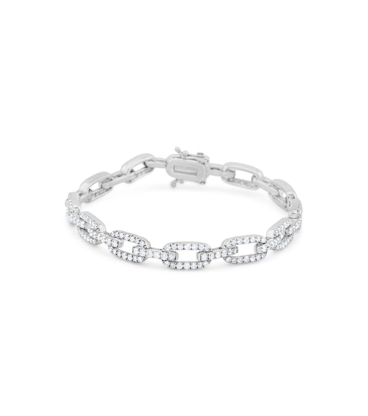 14K White Gold Diamond Interlinked Bracelet 3.53 Ct