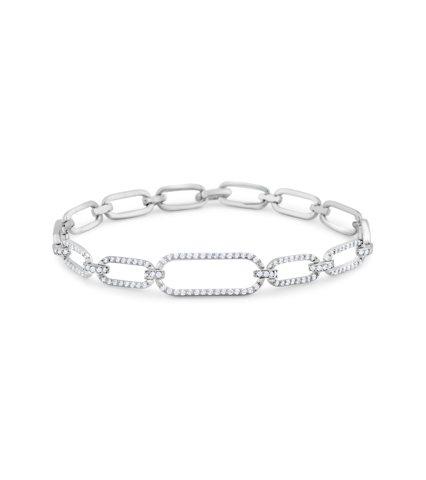 14K White Gold Diamond Link Bracelet 1.04 Ct