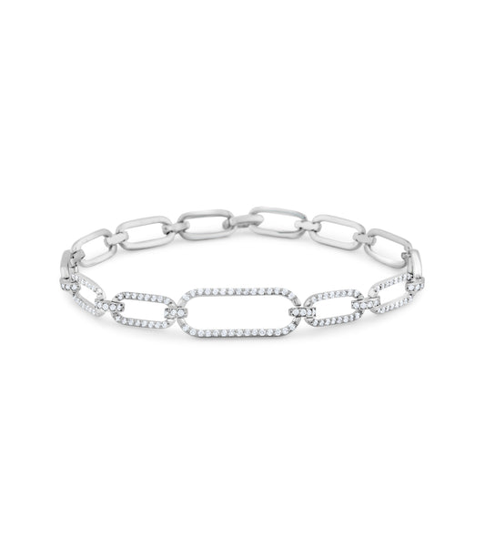 14K White Gold Diamond Link Bracelet 1.04 Ct