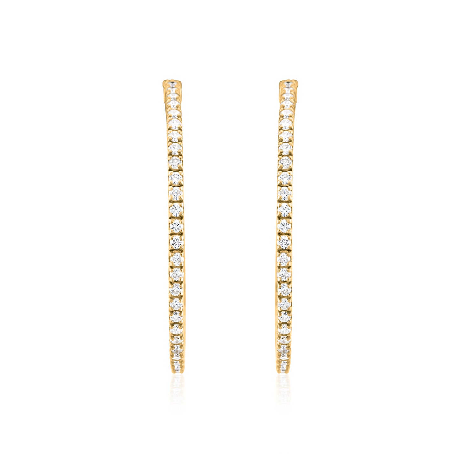 14K Yellow Gold Diamond Large Hoop Earrings ~ 1 Ct