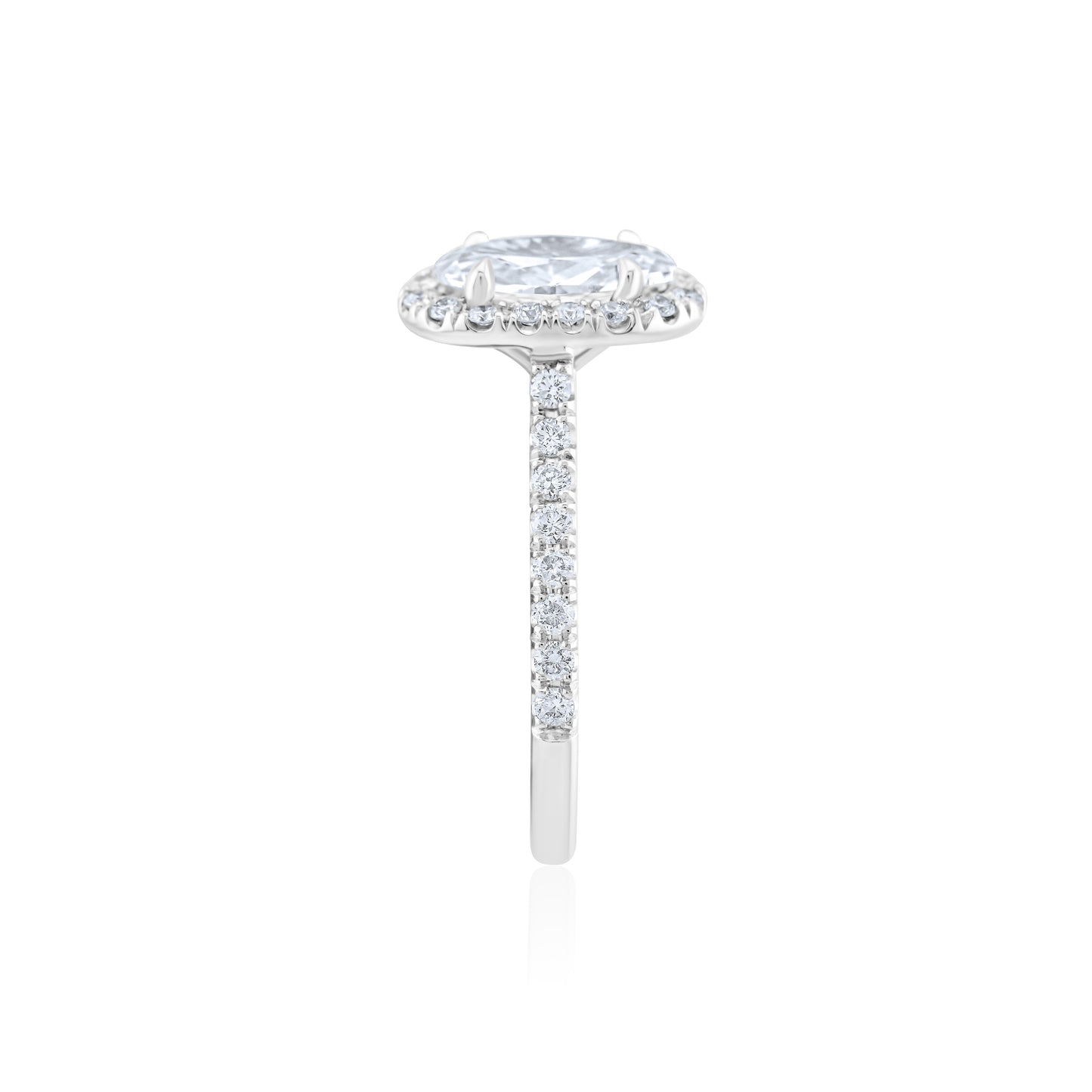 14K White Gold Halo Oval Cut Diamond Engagement Ring 1 1/3 Ct