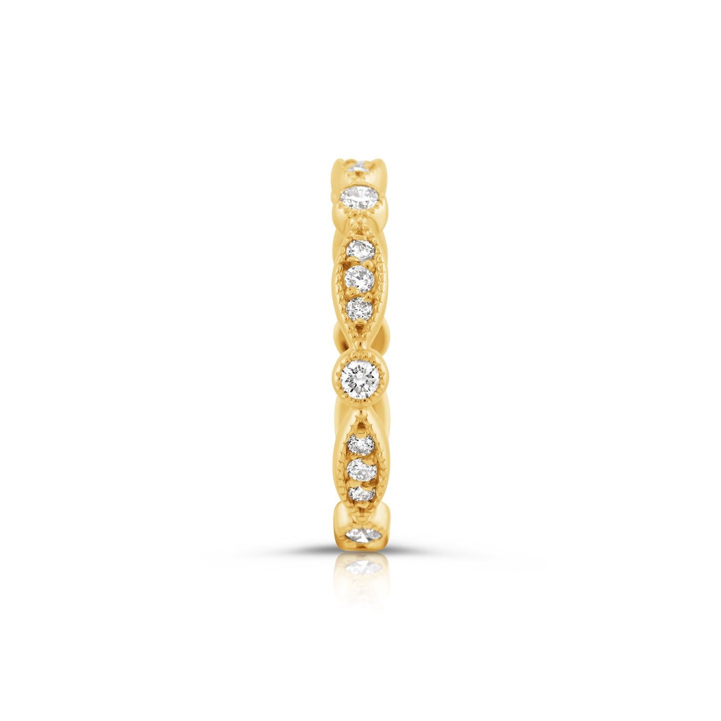 14K Yellow Gold Diamond Fashion Stackable Band 1/3 Ct