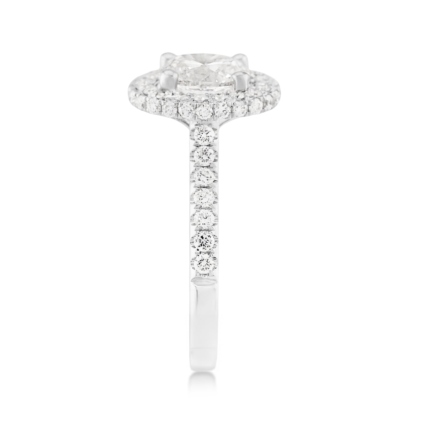 14K White Gold Diamond Halo Engagement Ring 1 2/3 Ct