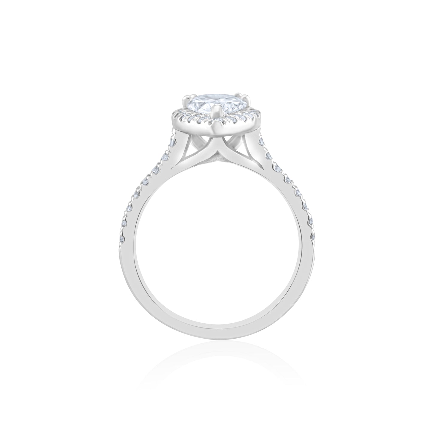 14K White Gold Pear Shaped Diamond Halo Engagement Ring ~ 1 2/3 Ct