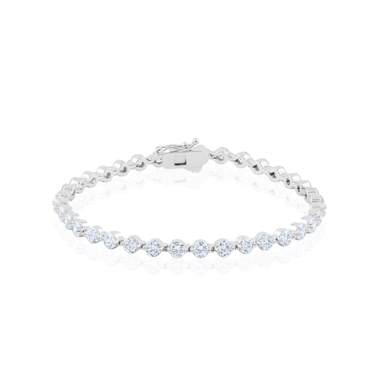 14K White Gold Lab Diamond Tennis Bracelet 6.18 Ct