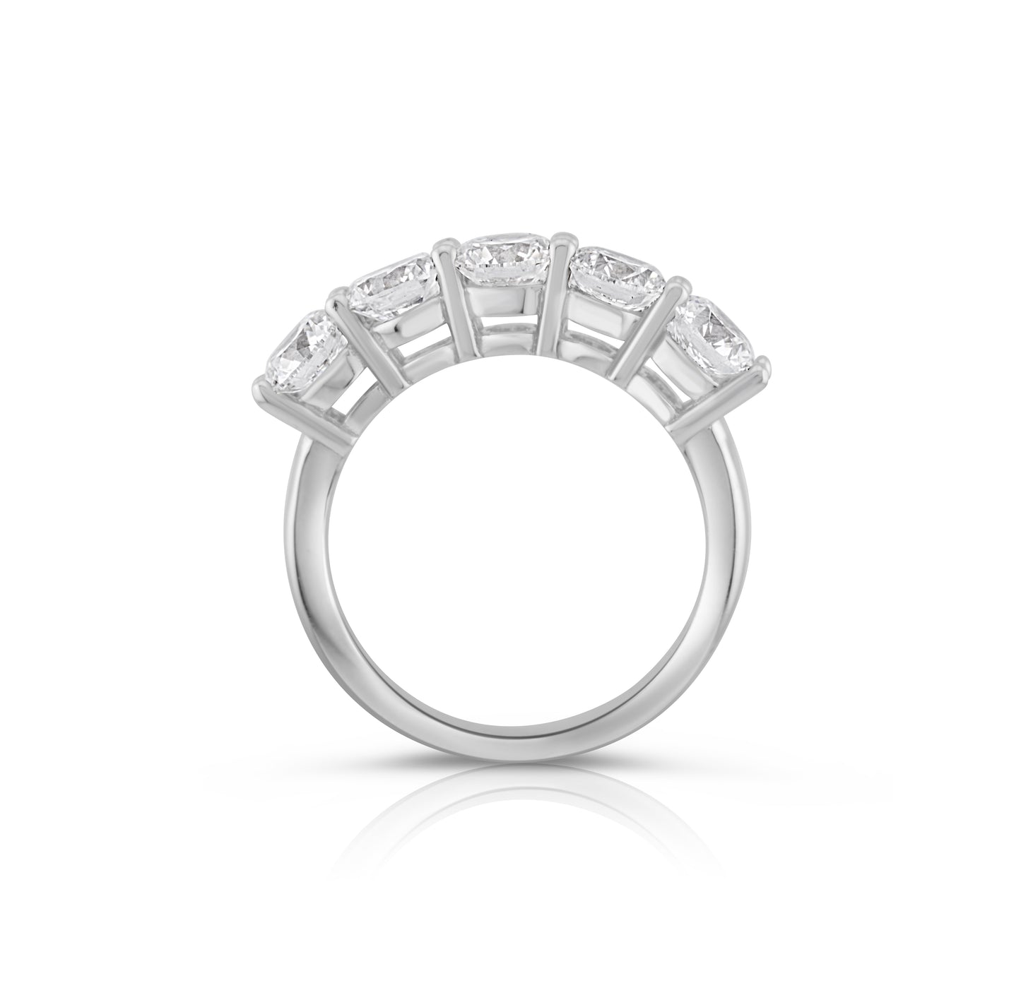 14K White Gold Lab Diamond Five-Stone Wedding Band 2.5 Ct.