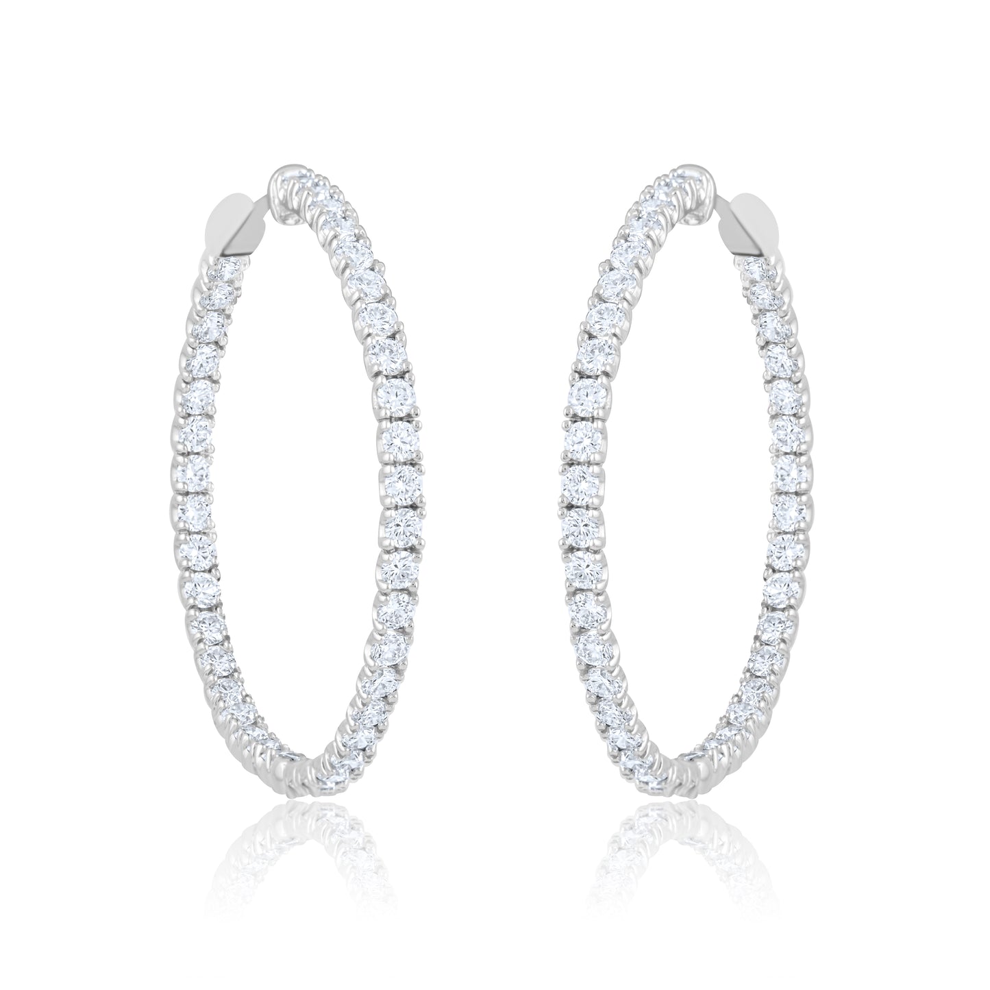 14K White Gold Lab Diamond Inside-Out Infinity Hoop Earrings ~ 8 Ct