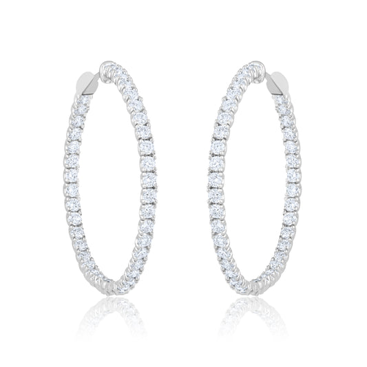 14K White Gold Lab Diamond Inside-Out Infinity Hoop Earrings ~ 8 Ct