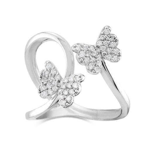 14K White Gold Diamond Butterfly Ring ½ Ct