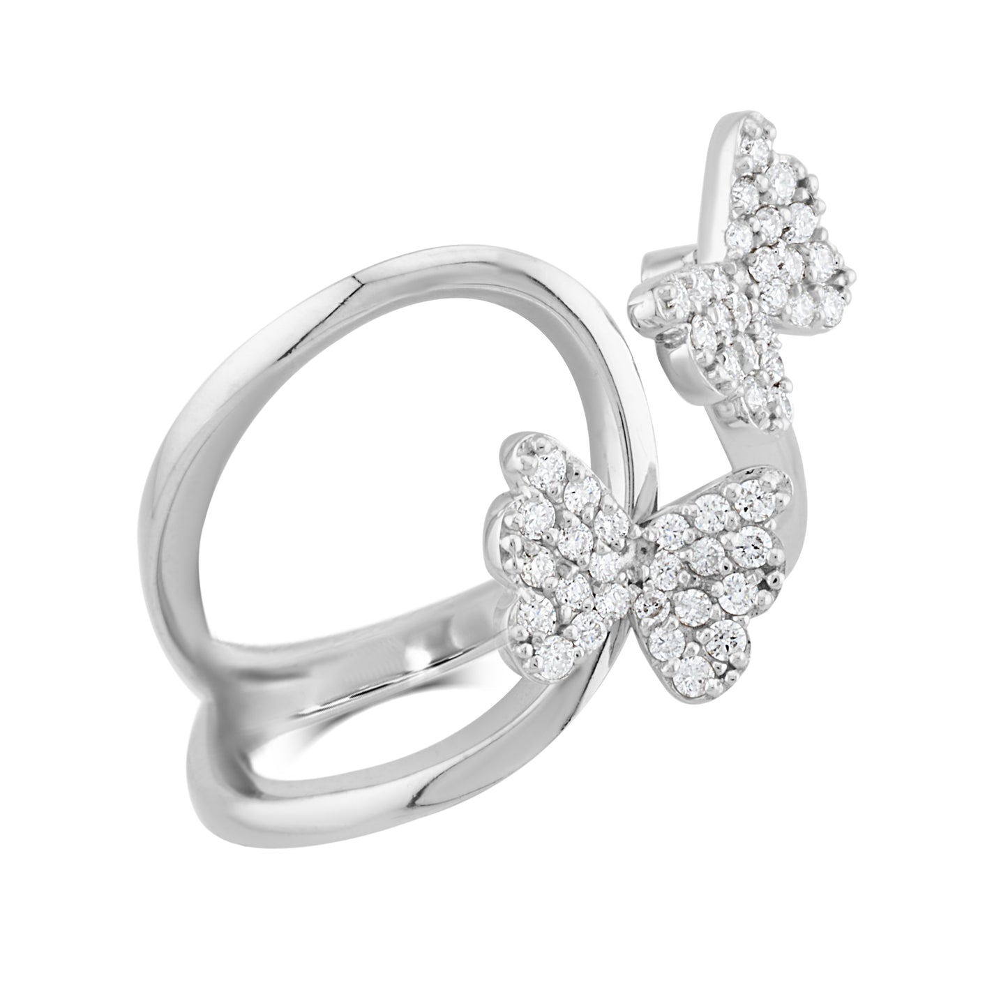 14K White Gold Diamond Butterfly Ring ½ Ct