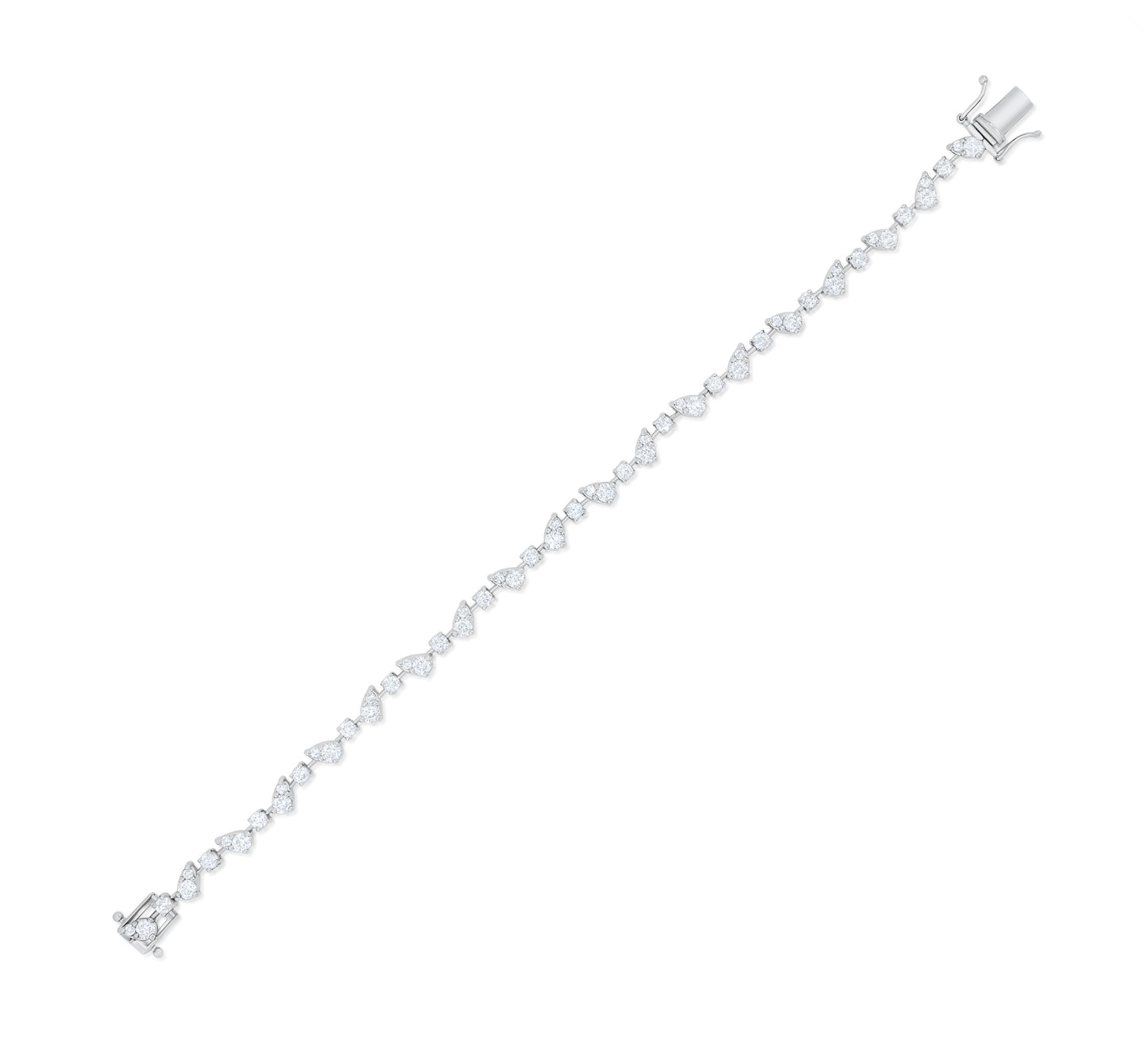 14K White Gold Two-Shapes Diamond Tennis Bracelet 3 Ct