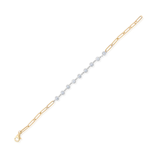 14K Yellow and White Gold Diamond By-the-Yard Bracelet ~ 1 Ct