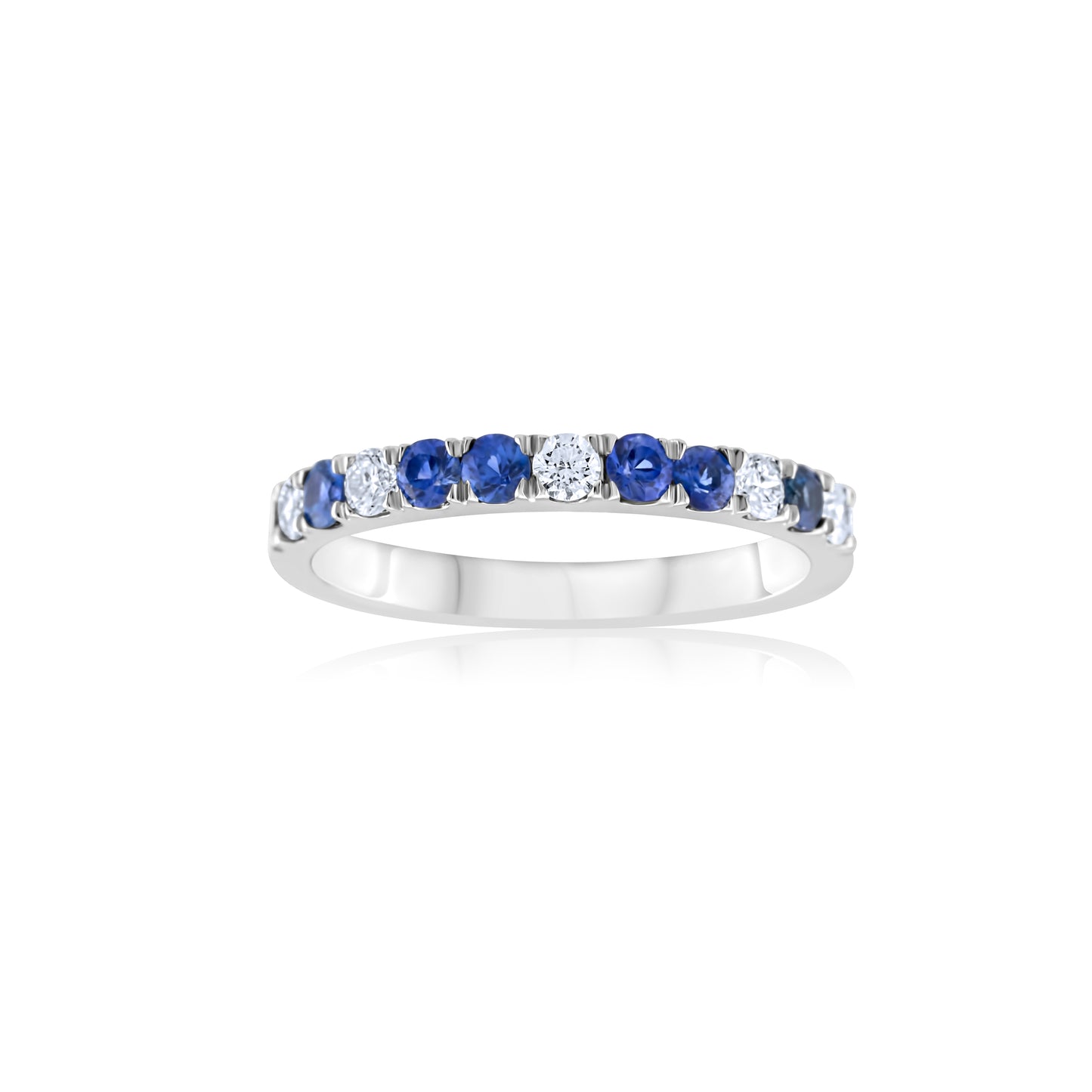 14K White Gold Diamond & Sapphire Band ~ ½ Ct
