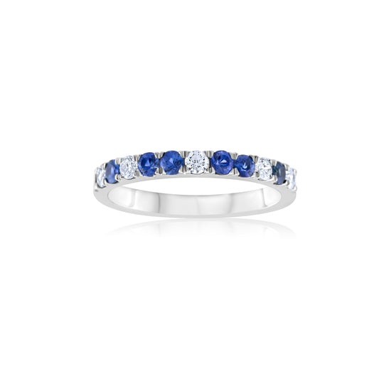 14K White Gold Diamond & Sapphire Band ~ ½ Ct