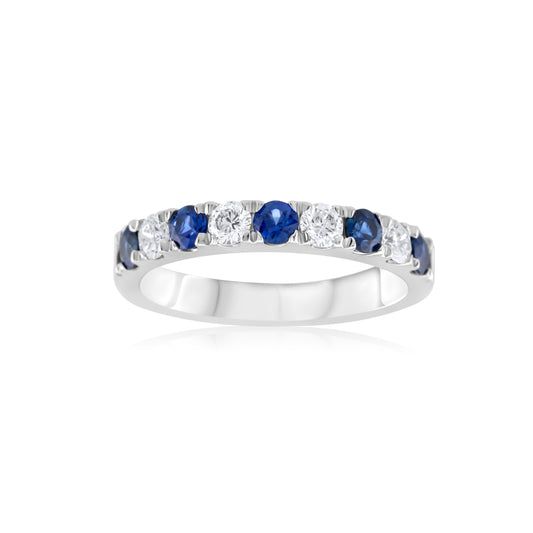 14K White Gold Diamond & Sapphire Band ~1 Ct