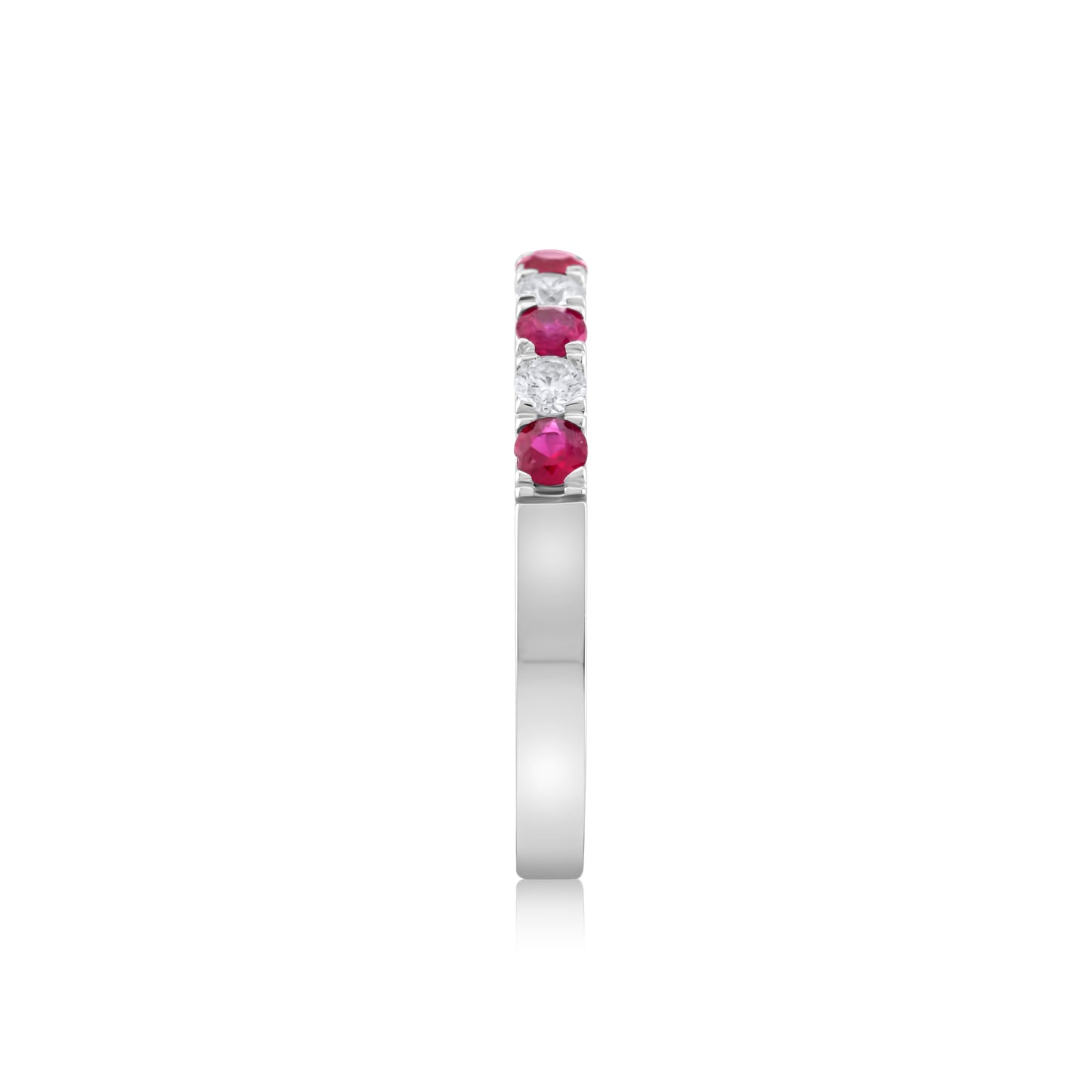 14K White Gold Diamond & Ruby Band ~ ½ Ct