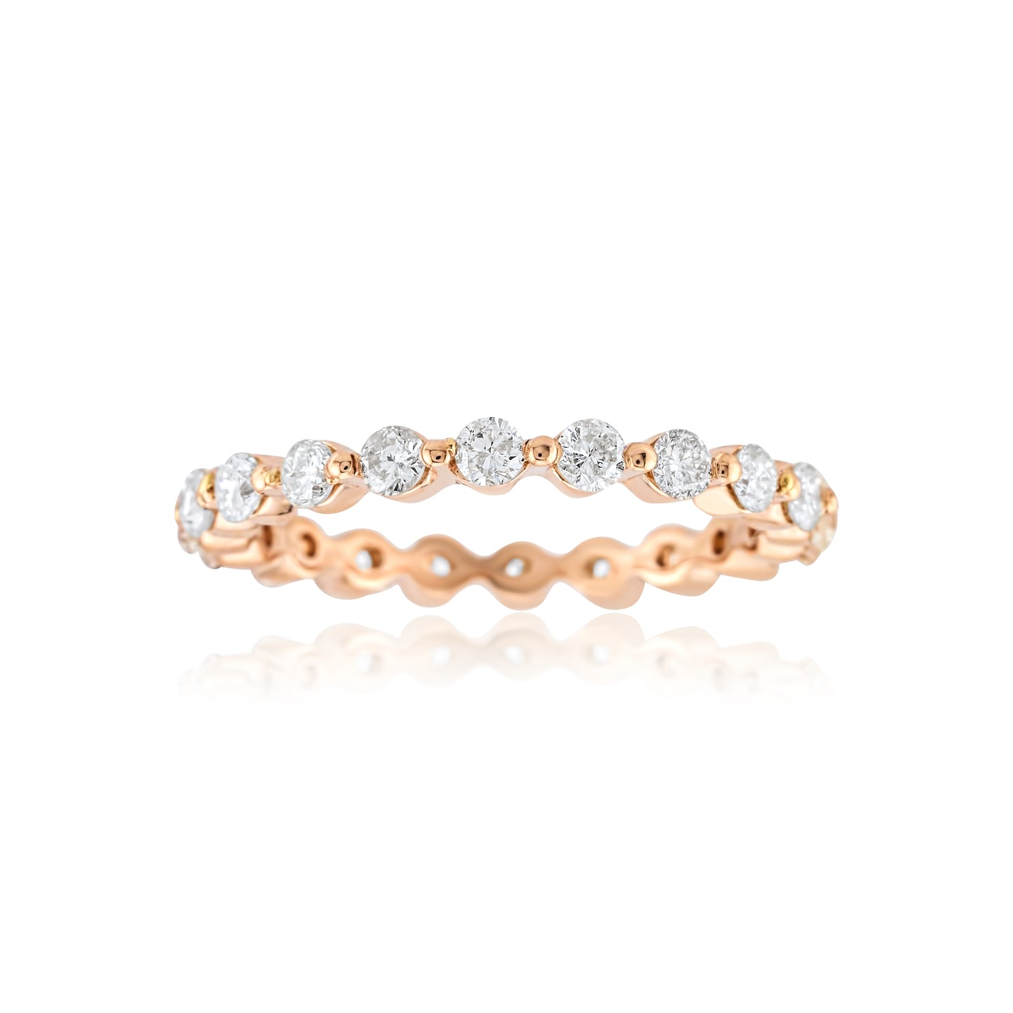 14K Rose Gold Diamond Eternity Wedding Band 1.26 Ct