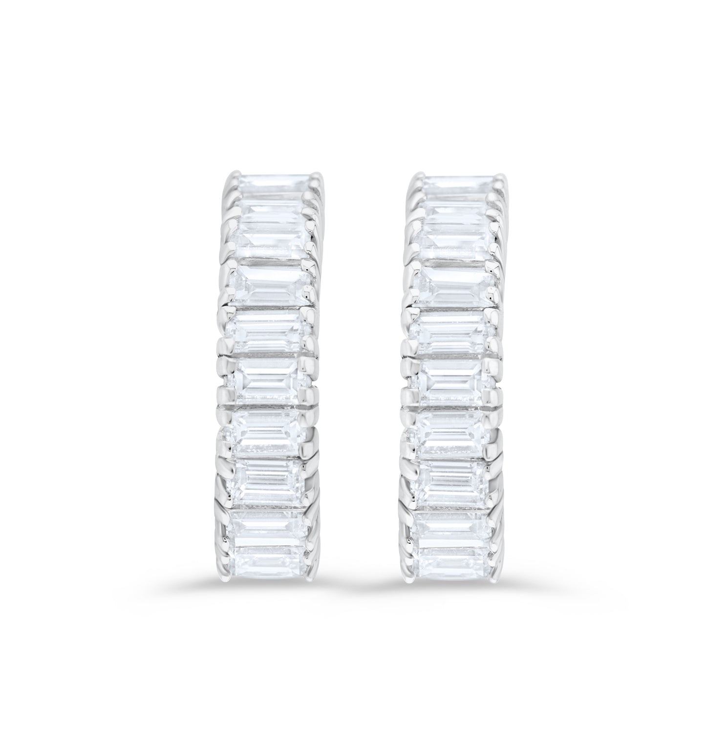 14K White Gold Diamond Huggies Earrings 2/3 Ct