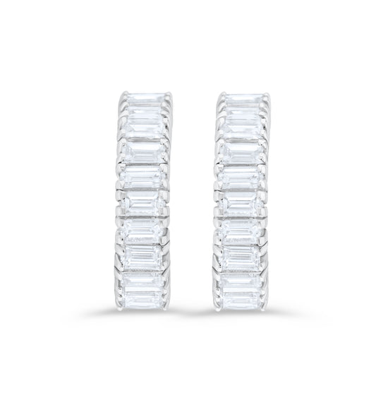 14K White Gold Diamond Huggies Earrings 2/3 Ct