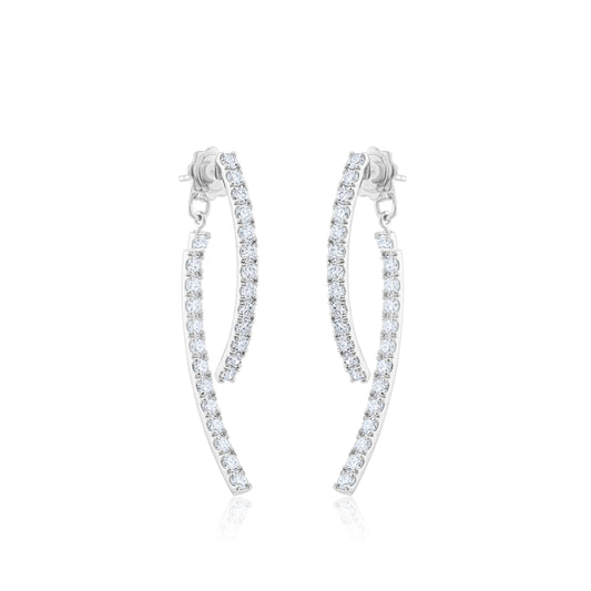 14K White Gold Inside-Out Diamond Drop Earrings ~ 3 Ct