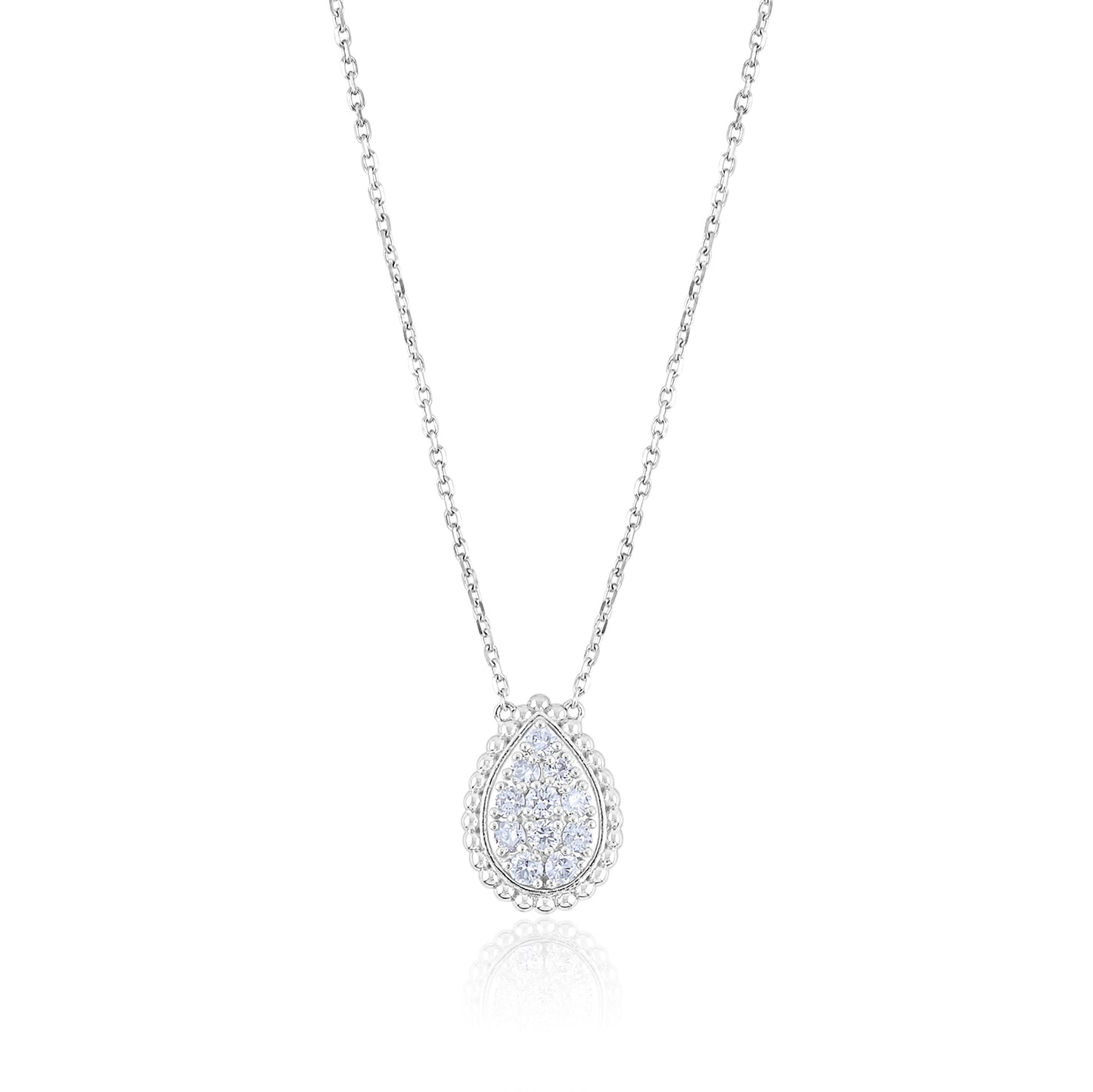 14K White Gold Teardrop Diamond Necklace ~ 2/3 Ct