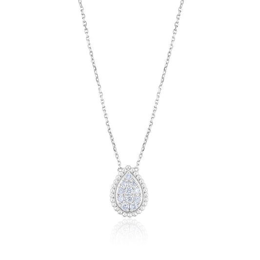 14K White Gold Teardrop Diamond Necklace ~ 2/3 Ct
