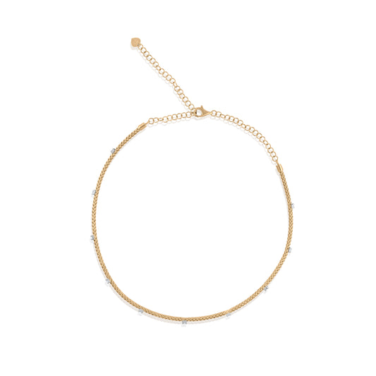 14K Yellow Gold Diamond Station Chocker ~ 2/3 Ct