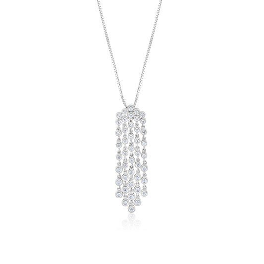 14K White Gold Cascade Diamond Pendant ~ ½ Ct