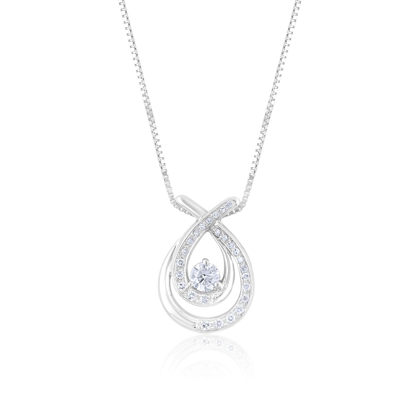 14K White Gold Bypass Diamond Pendant ~ ¾ Ct