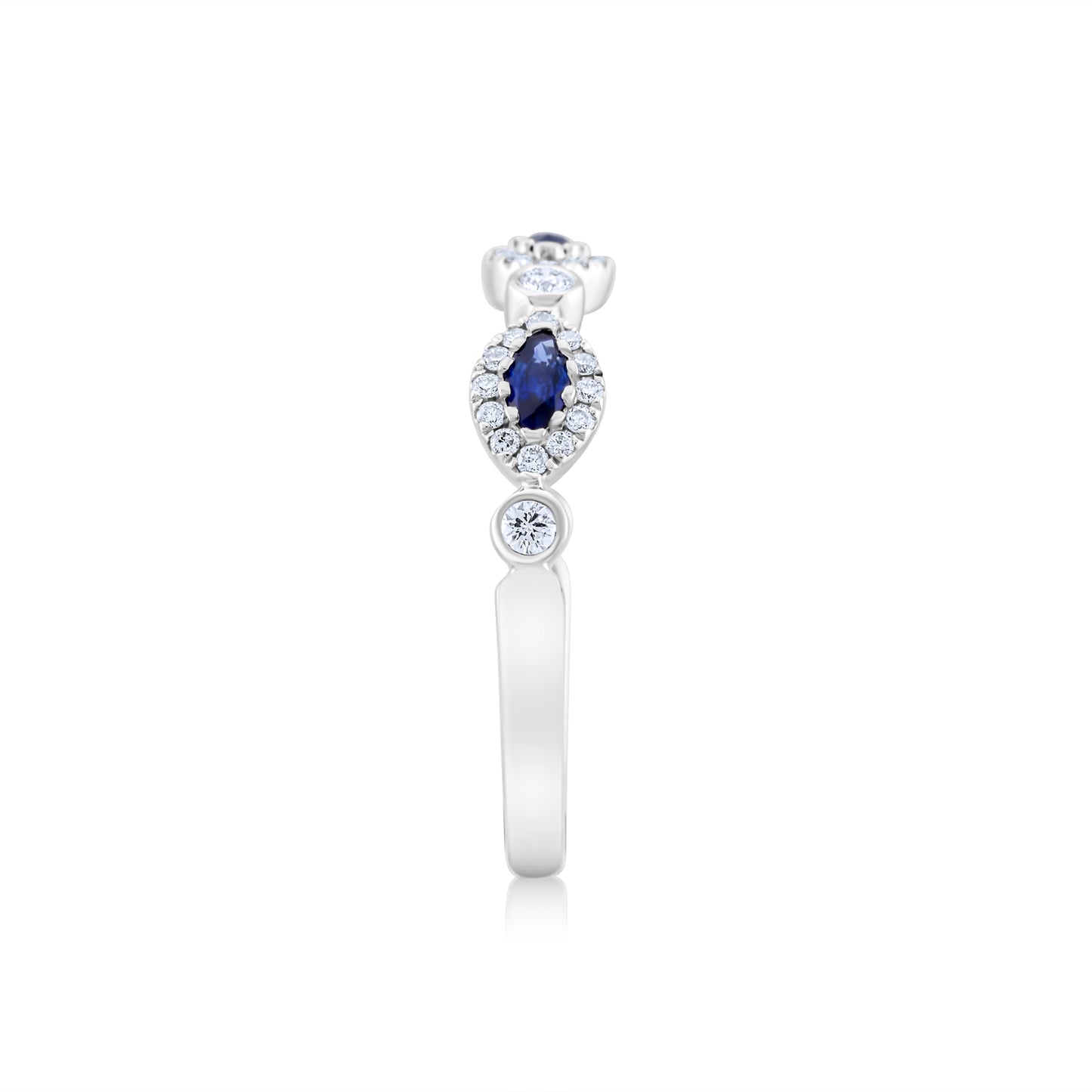 14K White Gold Diamond & Sapphire Fashion Halo Band 2/3 Ct