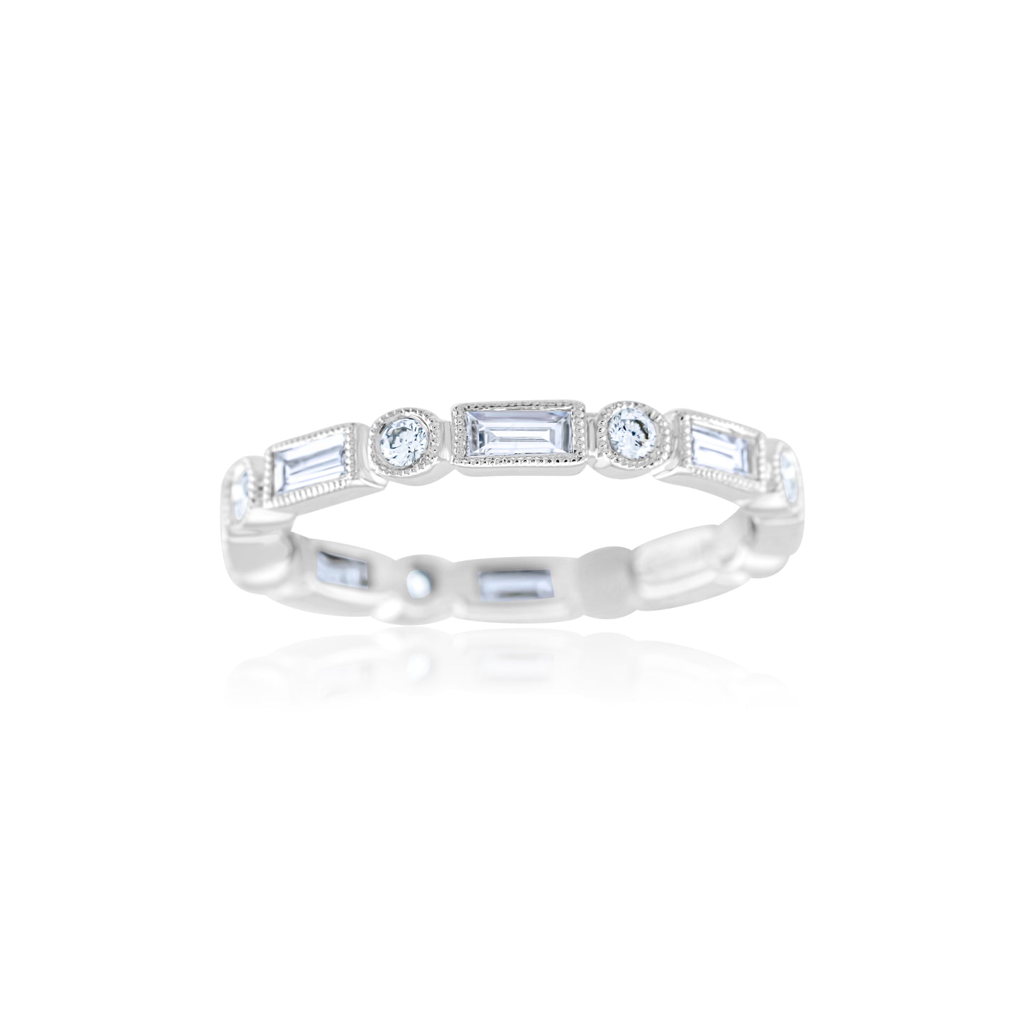 14K White Gold Diamond Stackable Art Deco Band 2/3 Ct
